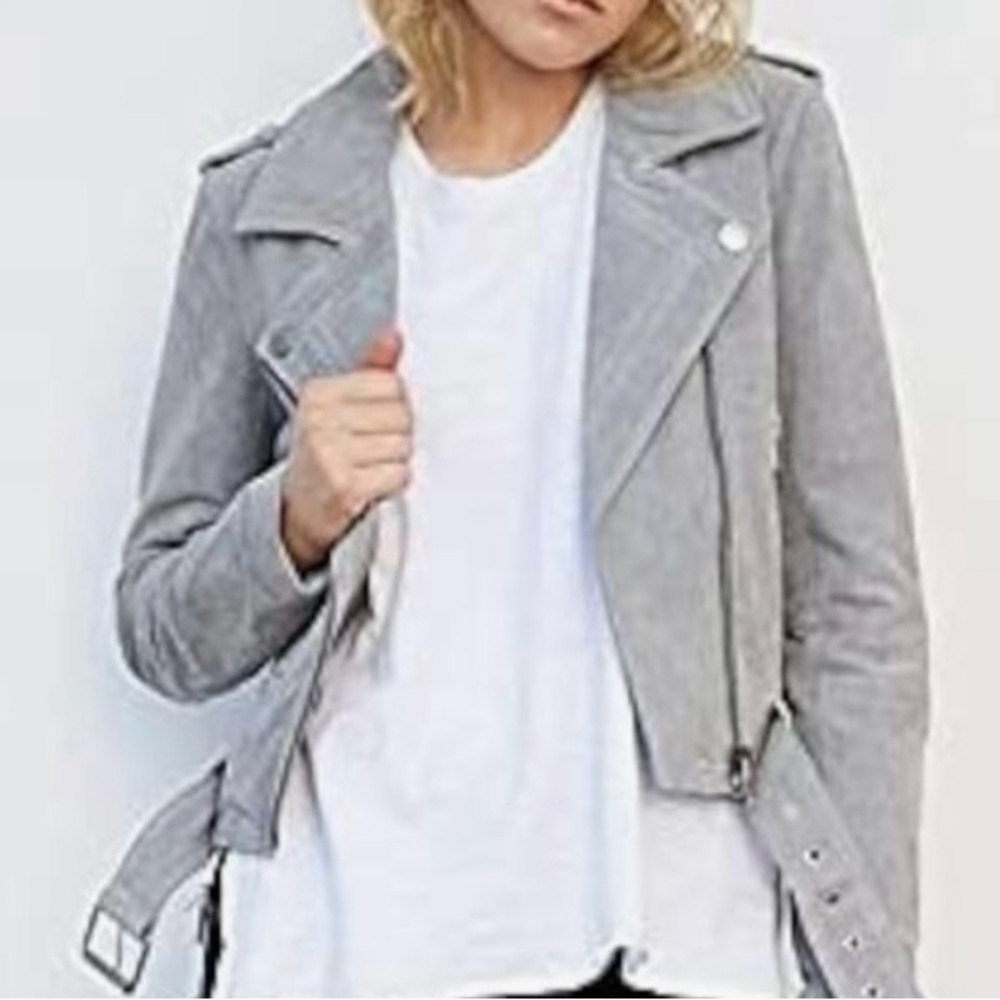 NWT Blank NYC suede leather moto jacket gray Small